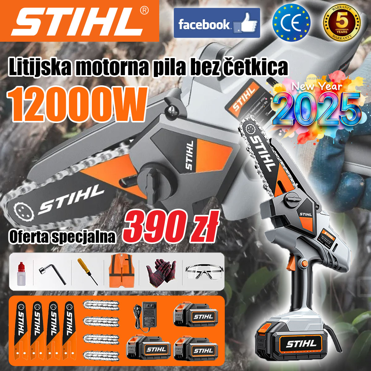 Pilarka łańcuchowa STIHL 12000W z akumulatorem litowo-jonowym, oferta ograniczona czasowo, tylko dla pierwszych 100 użytkowników, którzy złożą zamówienie