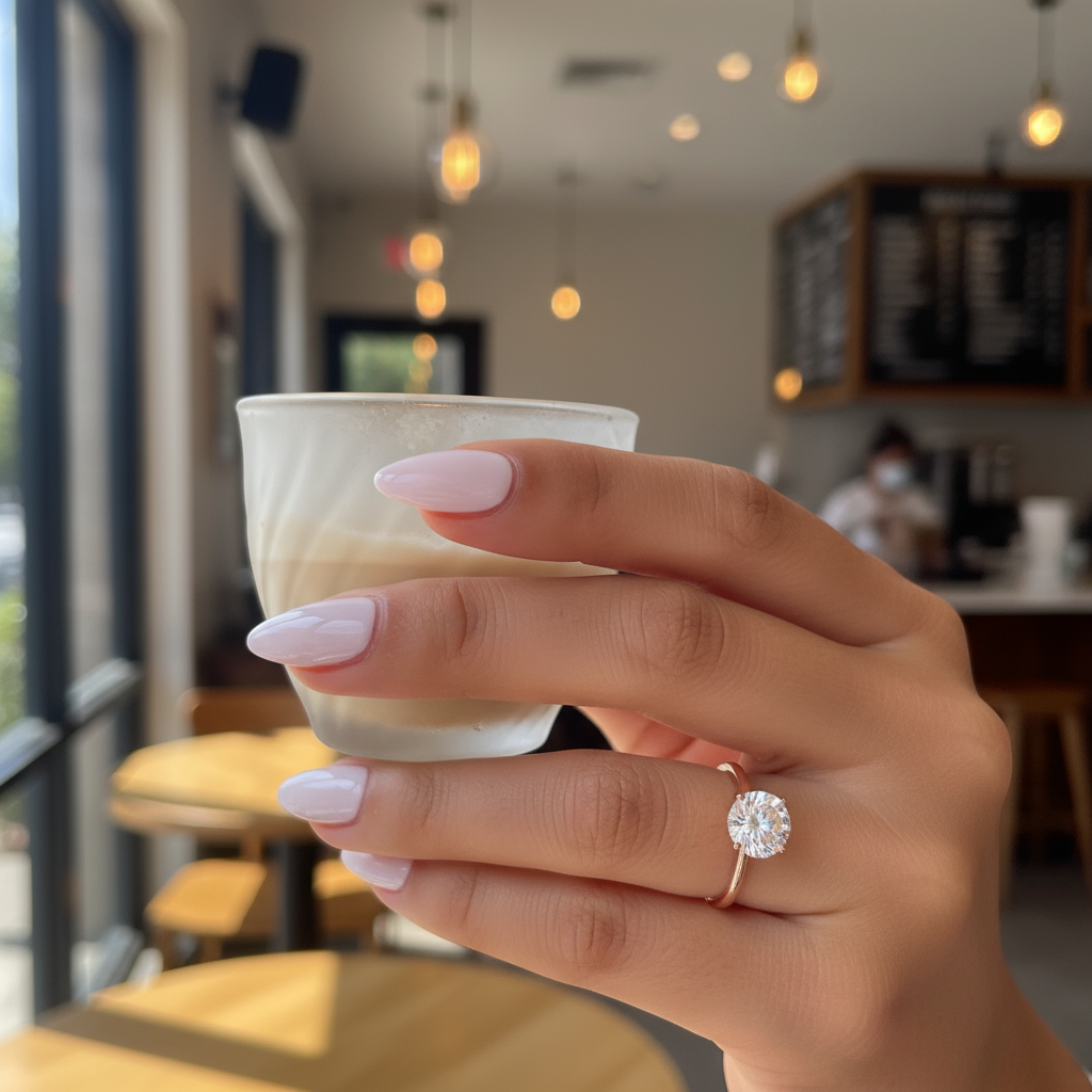 rose gold round cut solitaire wedding ring stack