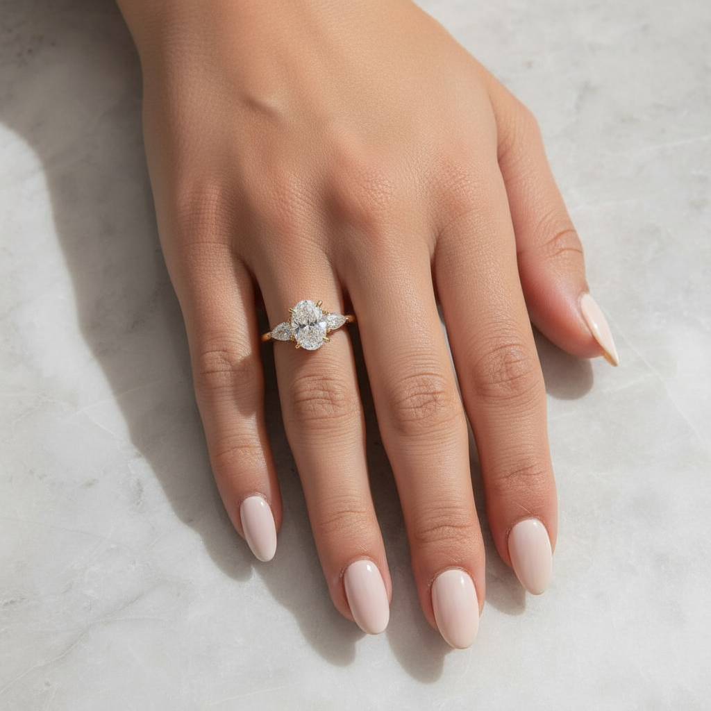 Affordable Gold Three-Stone Engagement Ring