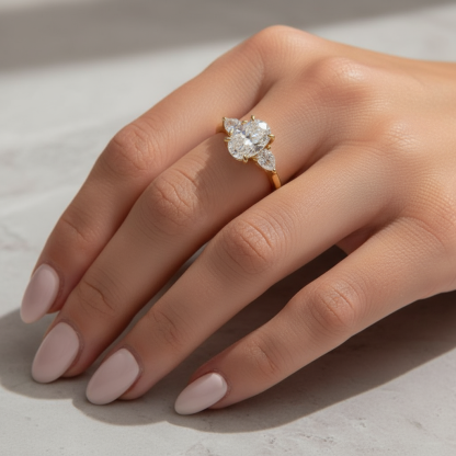 Affordable Gold Three-Stone Wedding Ring