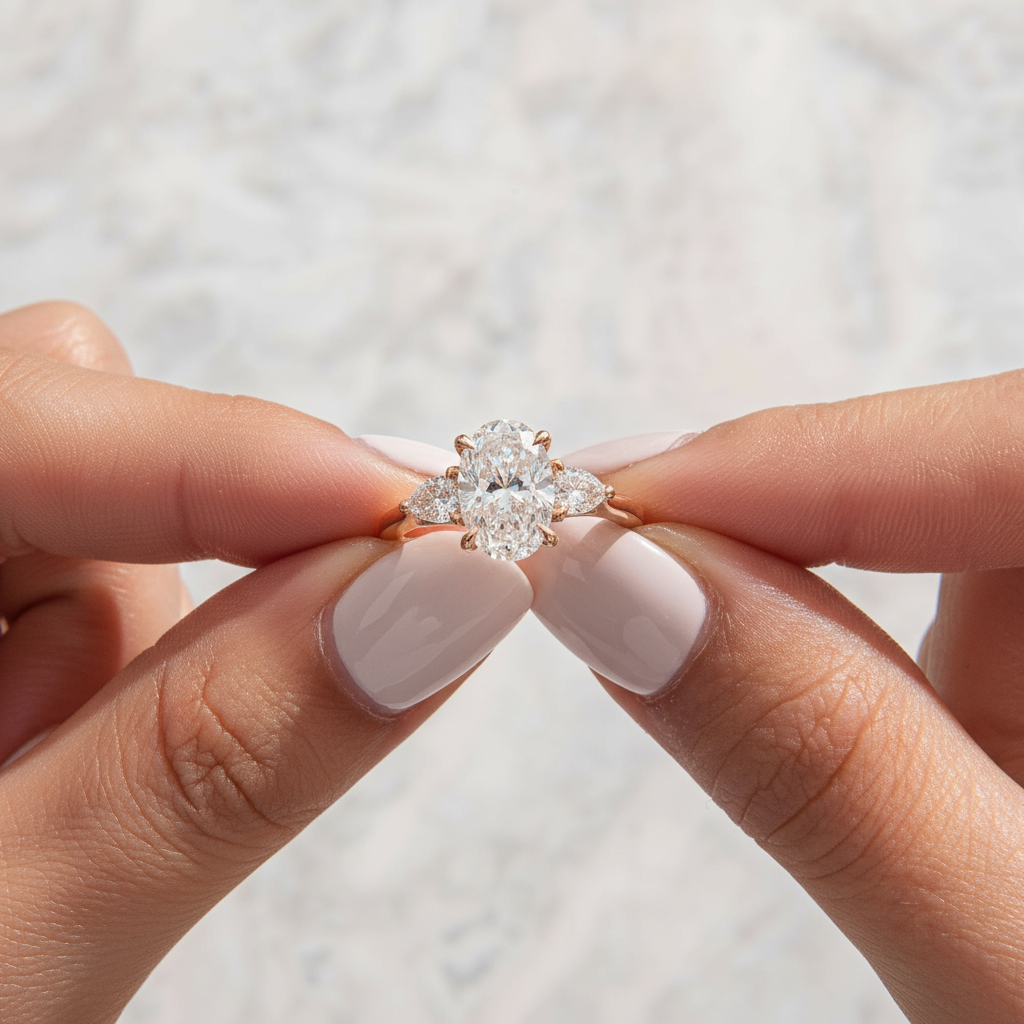 Affordable Rose Gold Three-Stone Wedding Ring