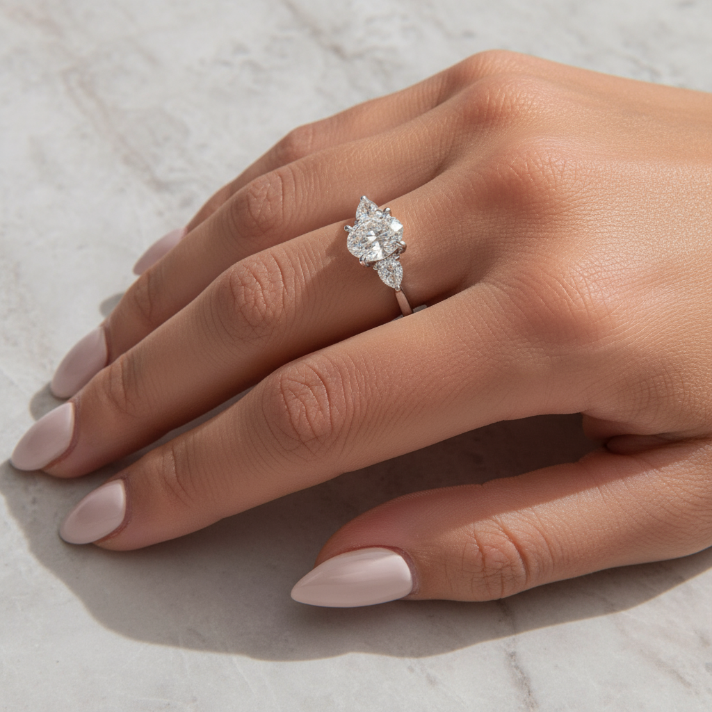 Affordable Silver Three-Stone Wedding Ring