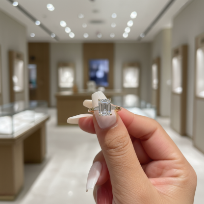 Emerald Cut Gold Three-Stone Engagement Ring