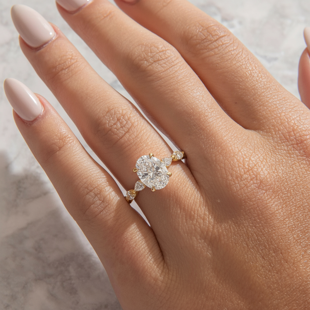 oval gold affordable oval wedding set