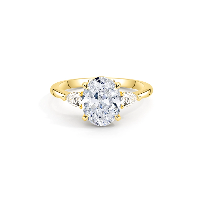 Gold Engagement Rings 3-Stone Oval Cut Wedding Rings