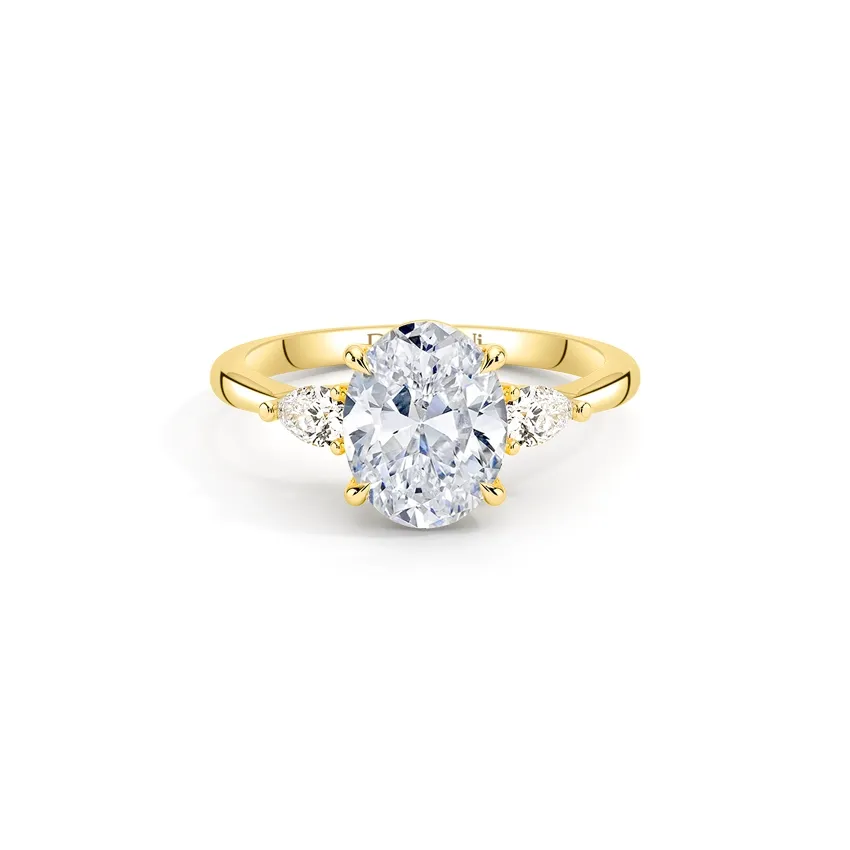 Gold Engagement Rings 3-Stone Oval Cut Wedding Rings