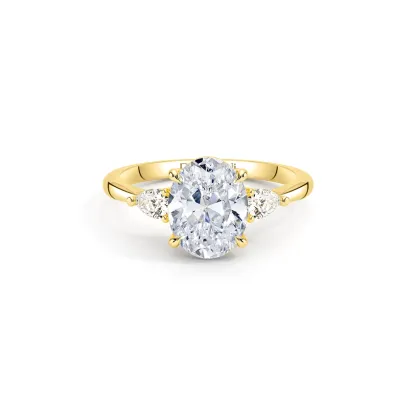 Gold Engagement Rings 3-Stone Oval Cut Wedding Rings