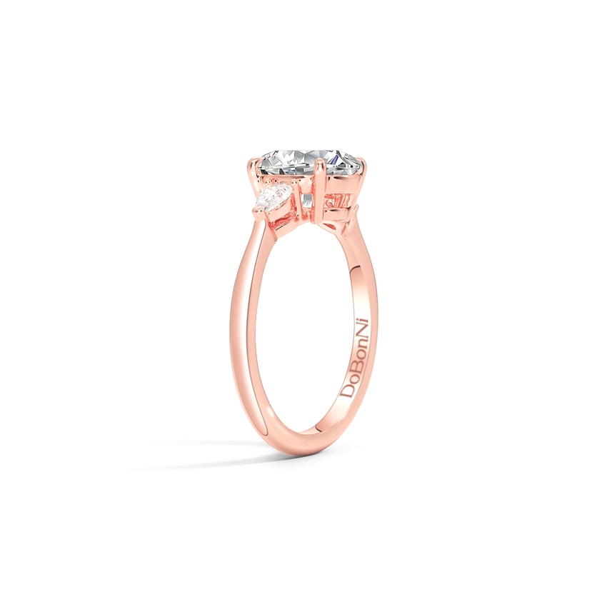 Rose Gold Engagement Rings 3-Stone Oval Cut Wedding Promise Rings for Her Wedding Bands for Women