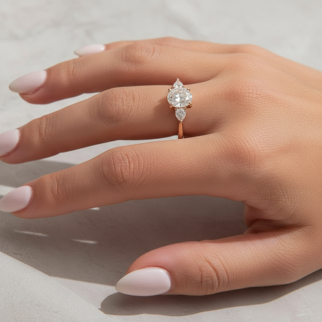 Rose Gold Three-Stone Engagement Ring