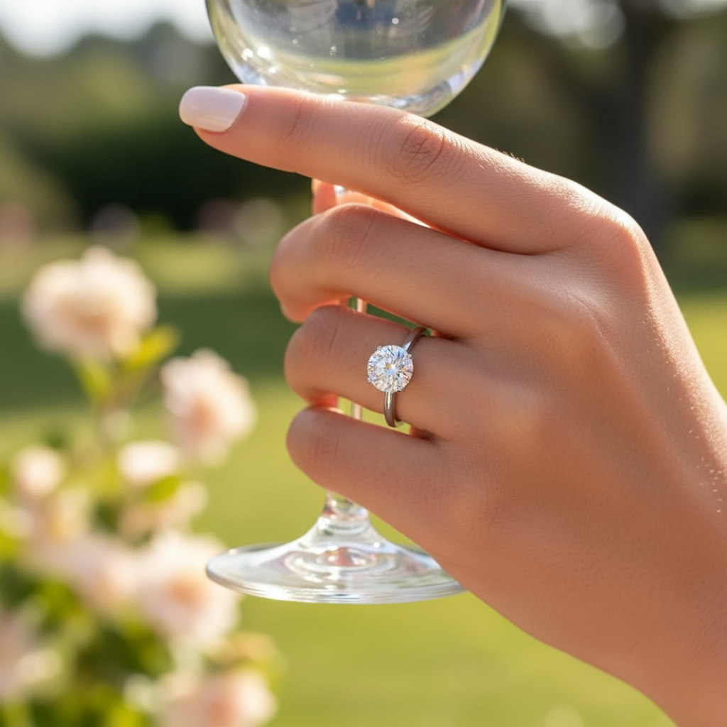 Round Cut Sterling Silver Solitaire