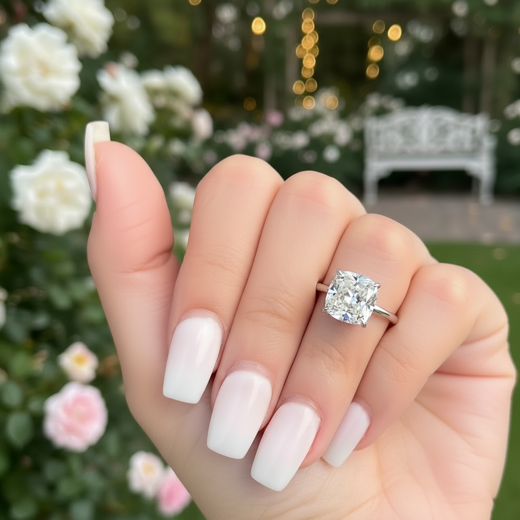 Silver Cushion Engagement Rings