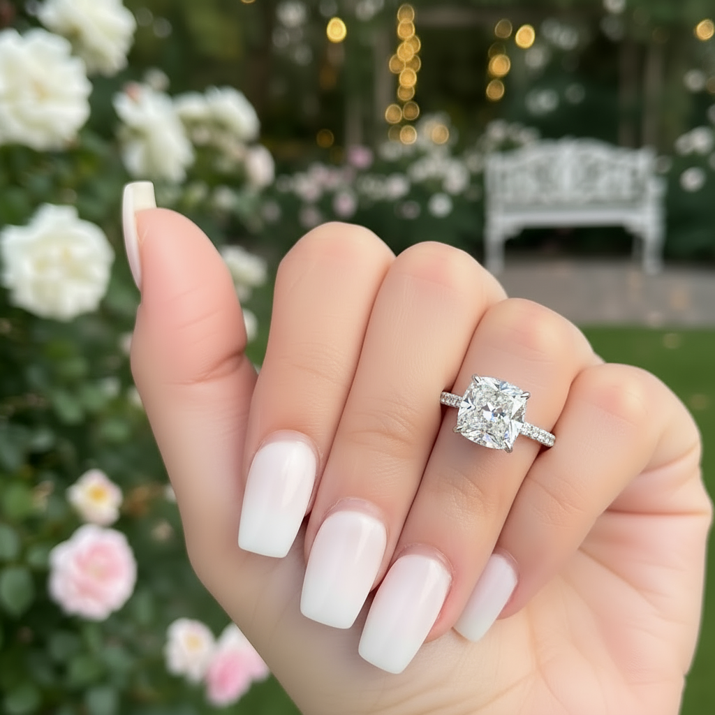 Silver Cushion Engagement Rings