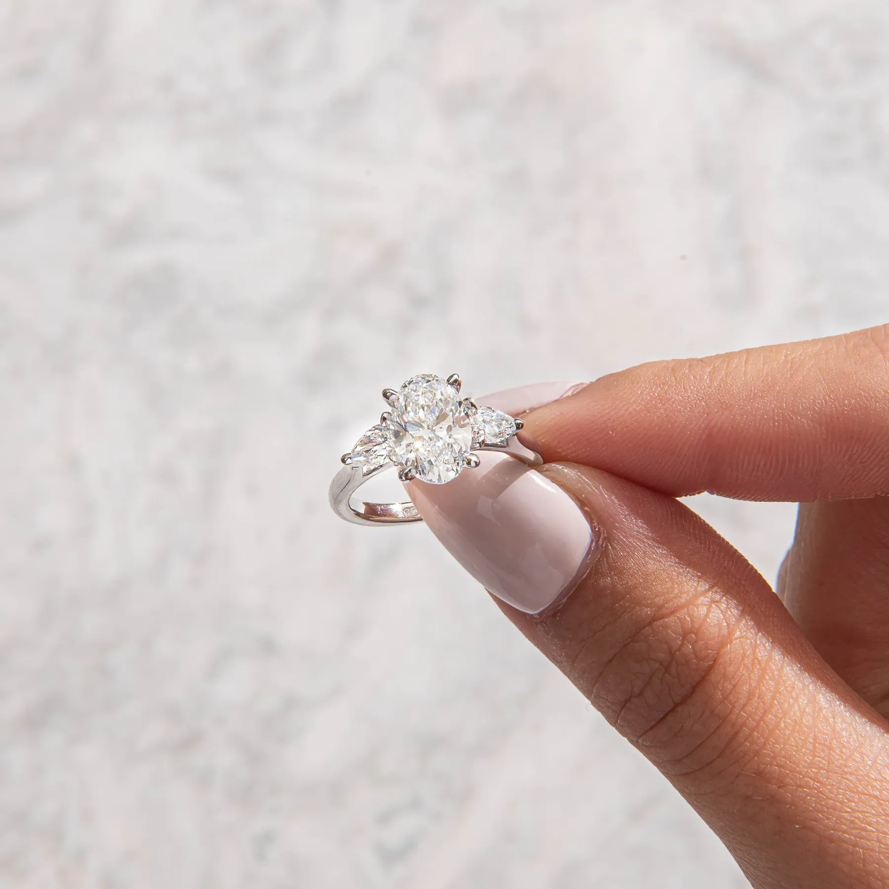 Silver Three-Stone Engagement Ring