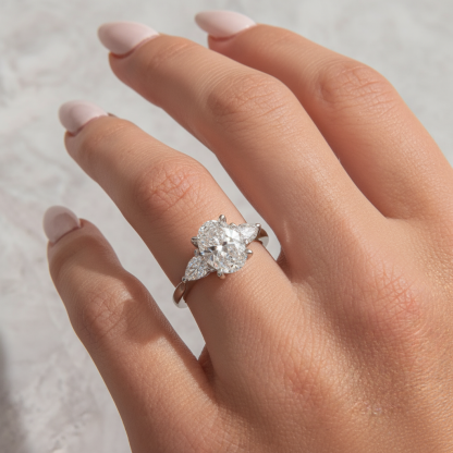 Silver Three-Stone Wedding Ring