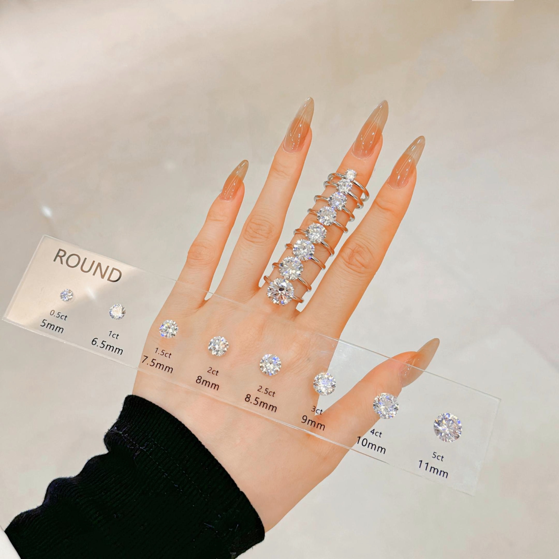 round cut silver engagement ring