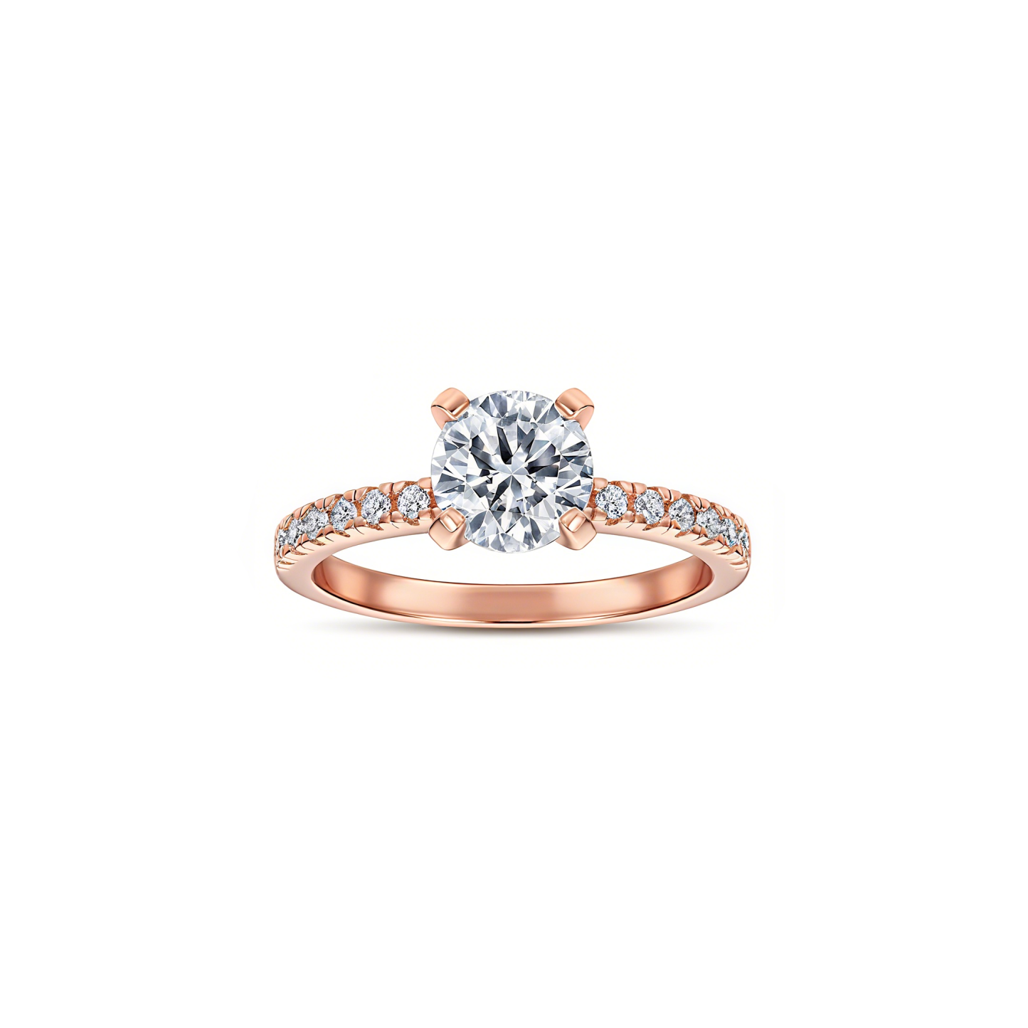 rose gold round cut engagement ring