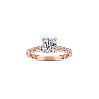 rose gold round cut engagement ring