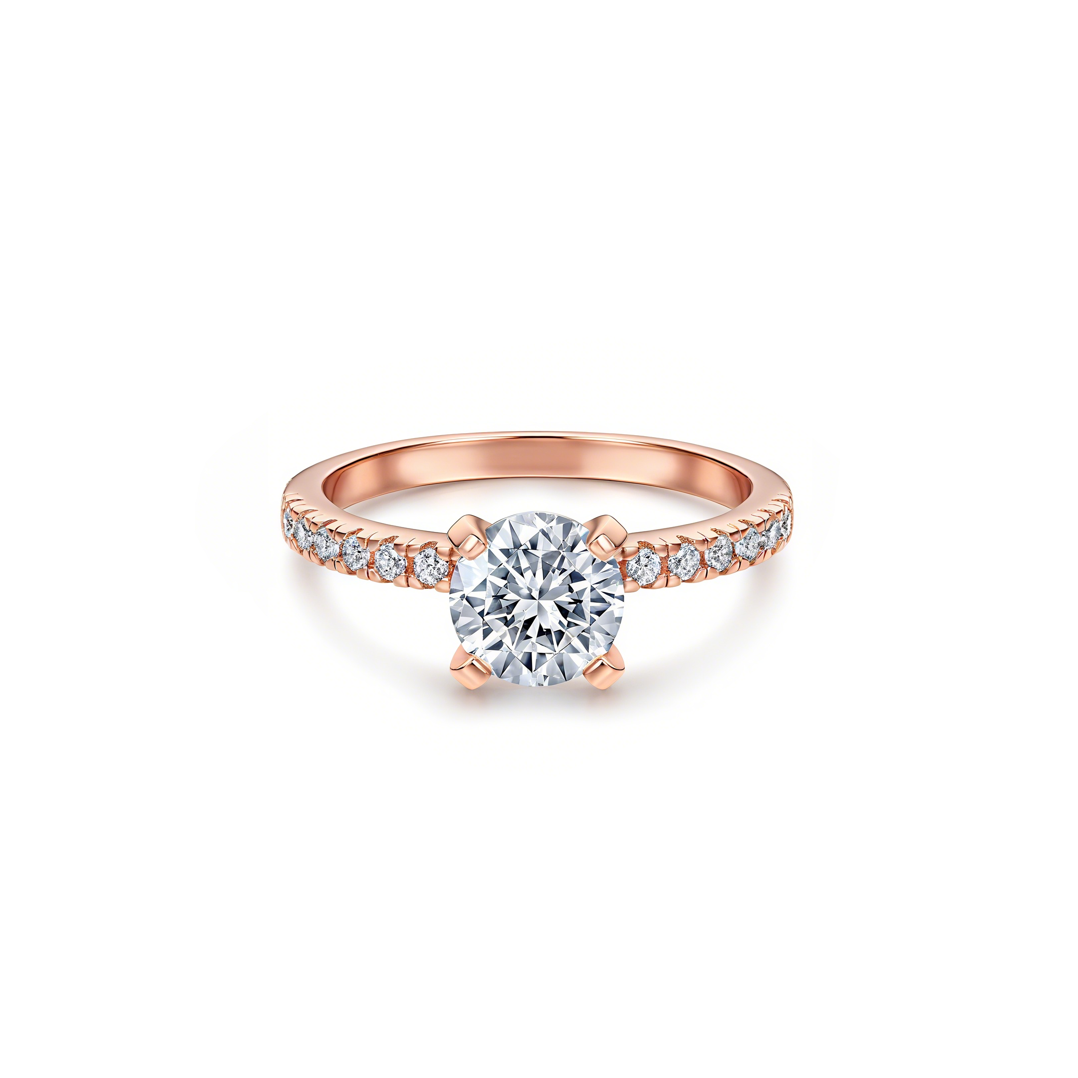 affordable round cut rose gold engagement ring