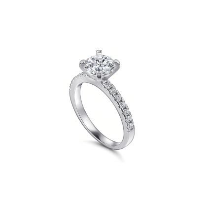 silver round cut engagement ring