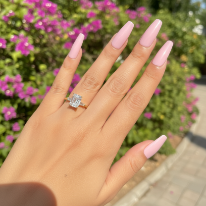 Stunning Gold Three-Stone Emerald Cut Wedding Ring