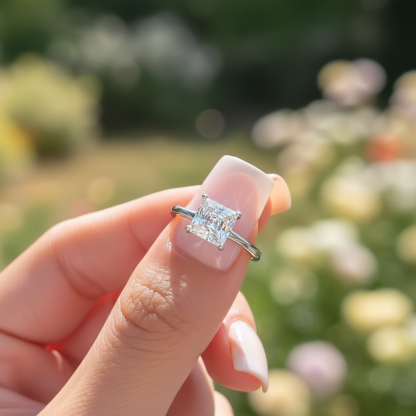 Stunning silver princess cut engagement ring