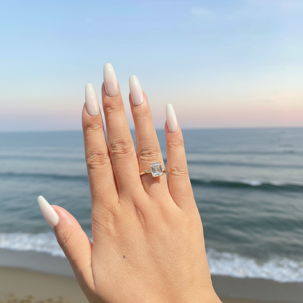 Three-Stone Emerald Cut Engagement Ring