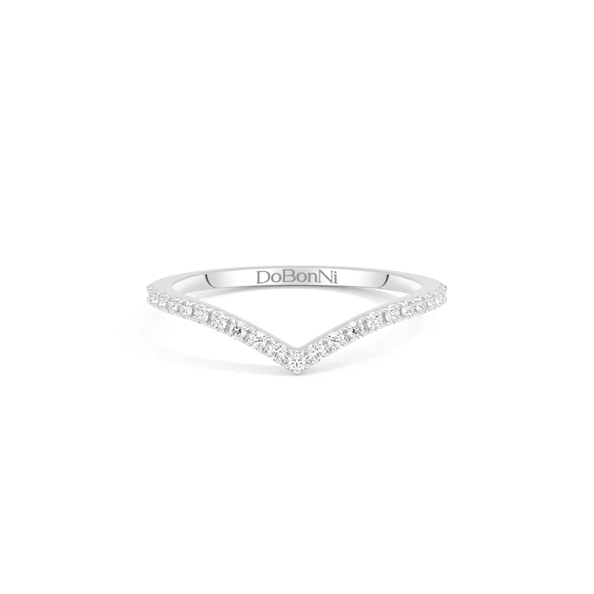 V Shape Stacking Wedding Ring Silver