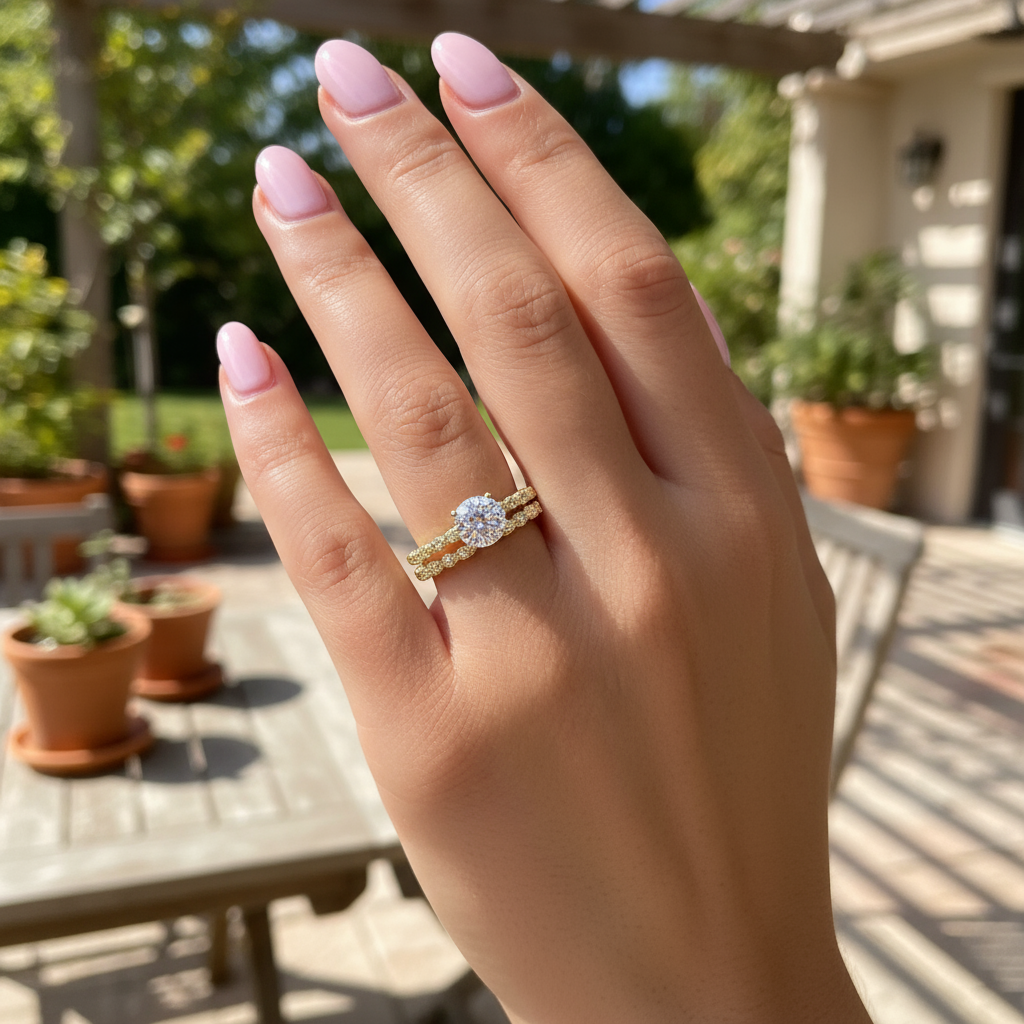 affordable gold round cut engagement ring