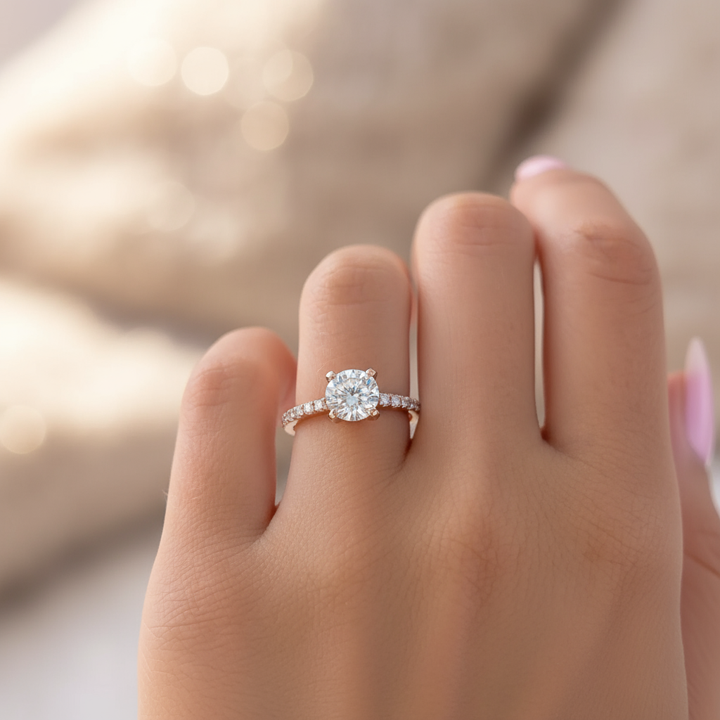 affordable rose gold engagement ring