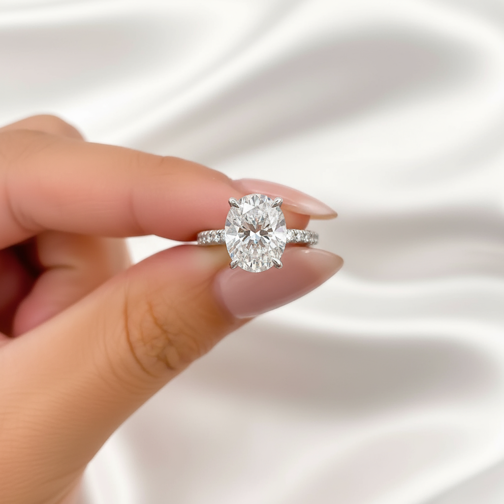 affordable silver oval cut engagement ring