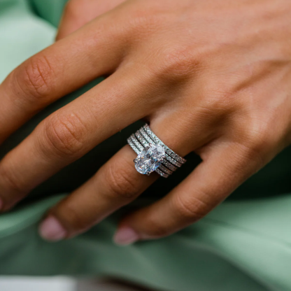 affordable silver oval cut engagement ring