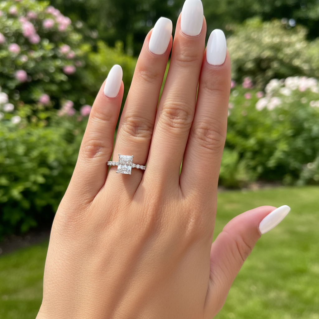 affordable silver radiant cut engagement ring