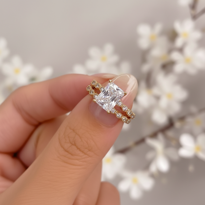 Rose Gold Radiant radiant cut Wedding Ring