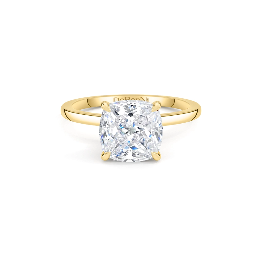 gold cushion cut engagement ring