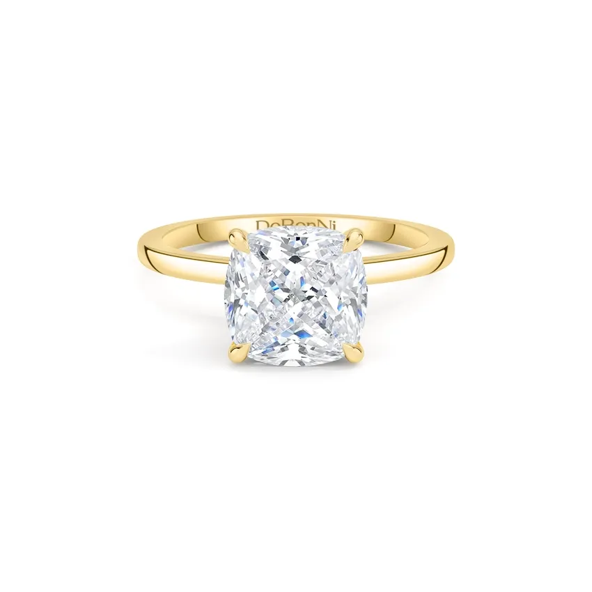 gold cushion cut engagement ring