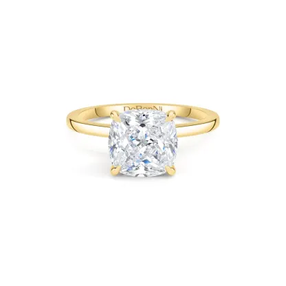 gold cushion cut engagement ring
