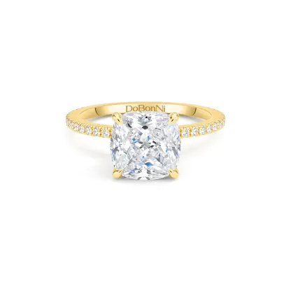 gold cushion engagement ring