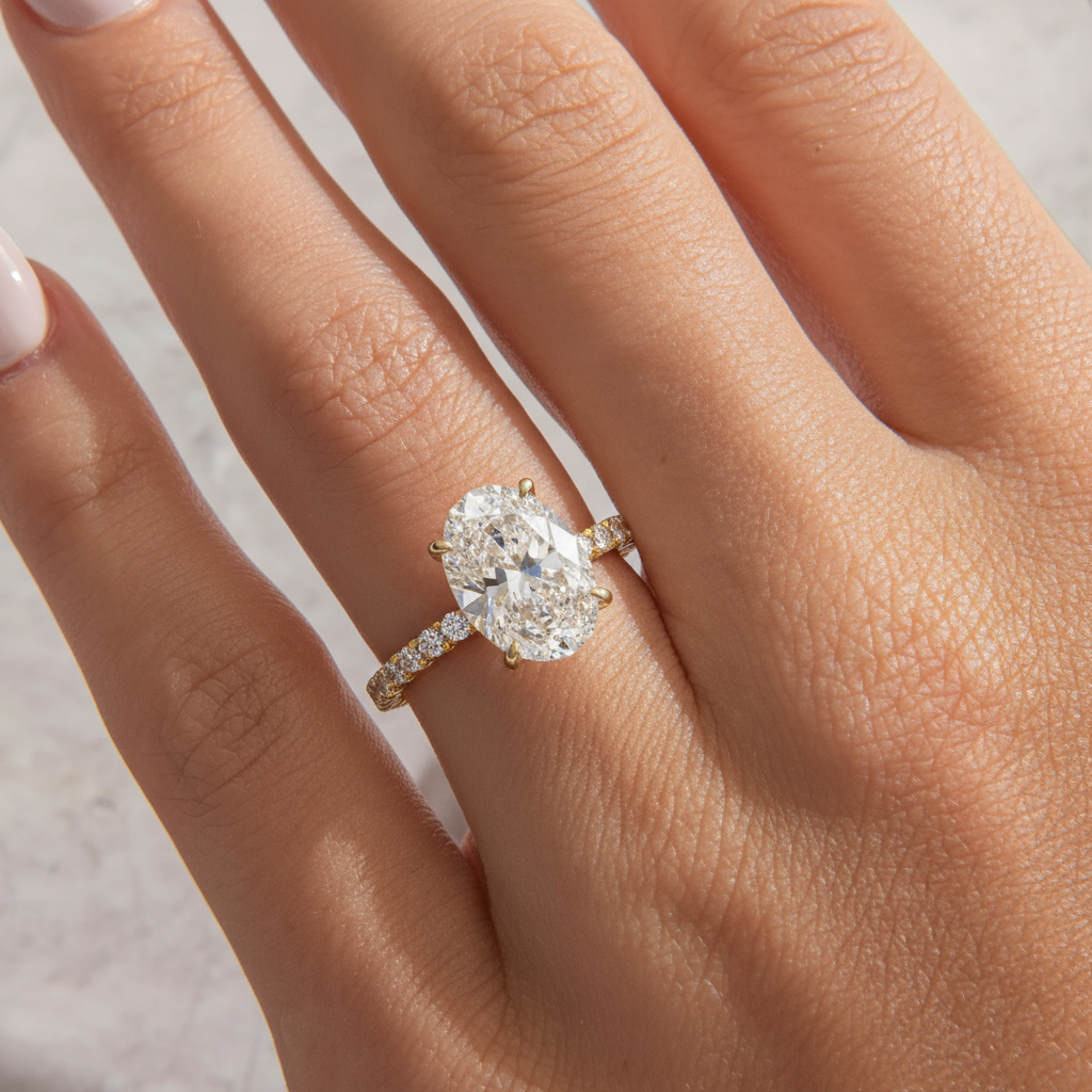 gold oval affordable wedding set