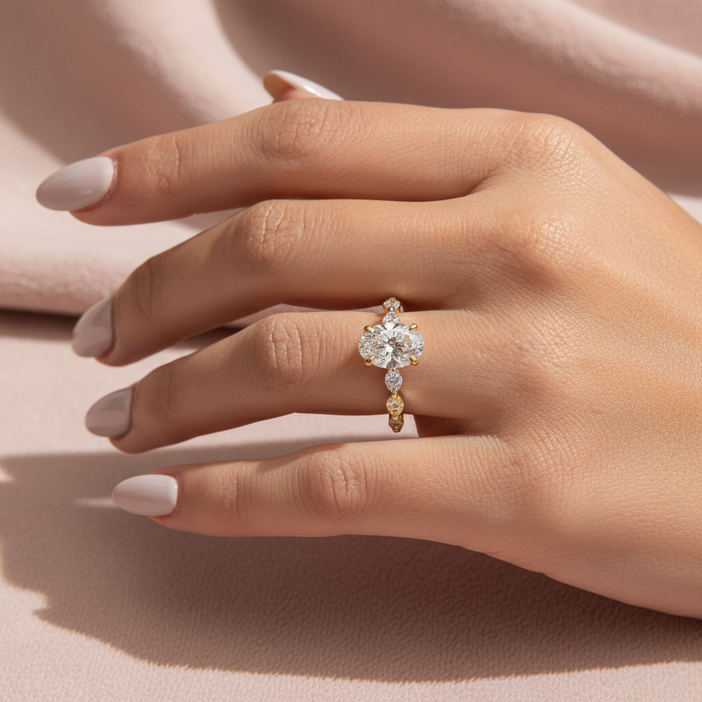 gold oval affordable wedding set