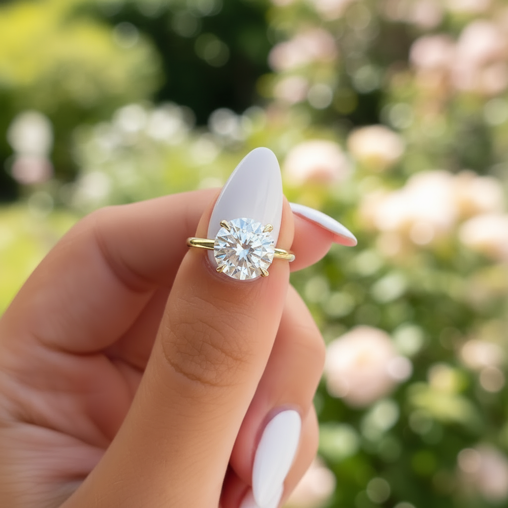 gold round cut engagement ring