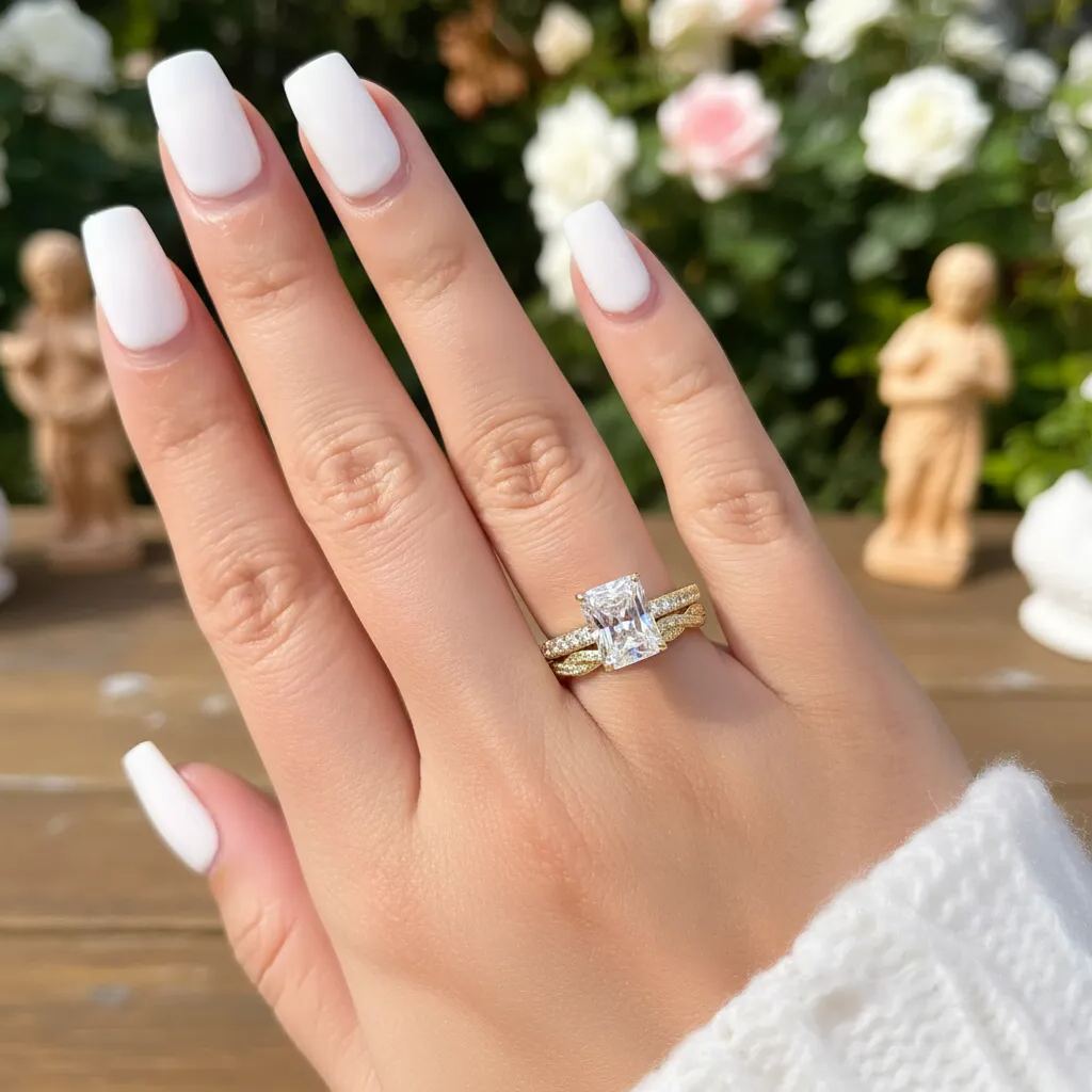 gold simple radiant cut engagement ring