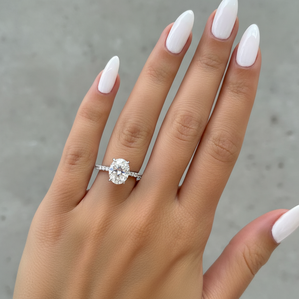 oval cut affordable 3 carat silver engagement ring