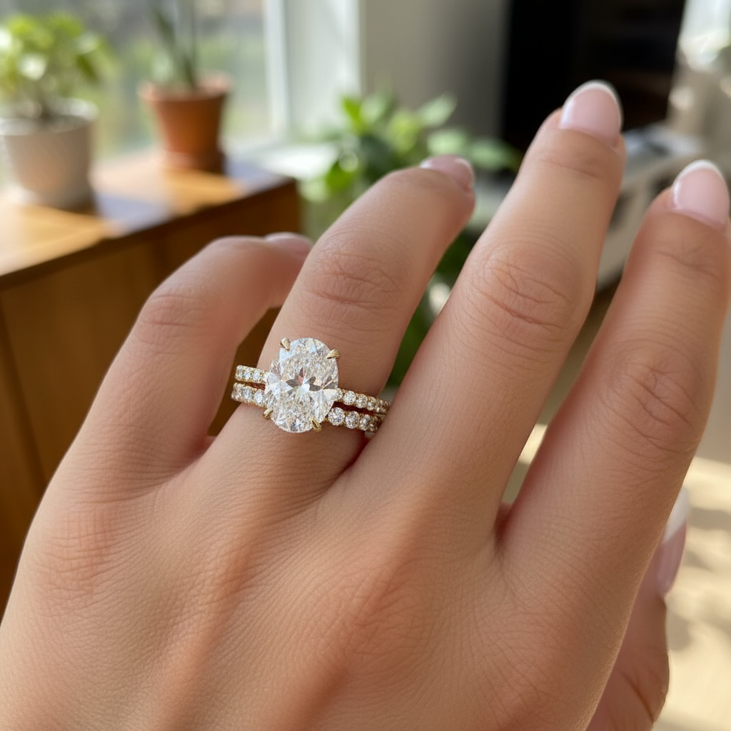 oval cut gold affordable oval wedding set