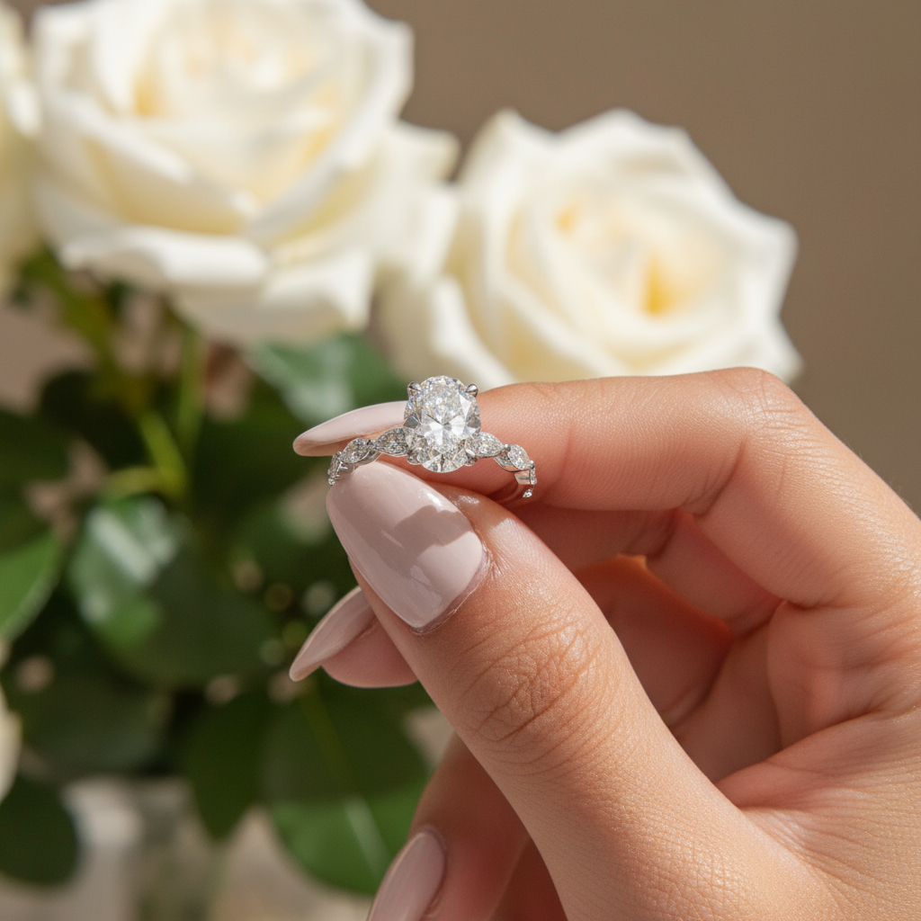 oval cut silver affordable engagement ring