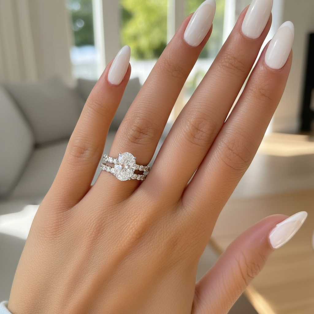 oval cut silver affordable engagement ring