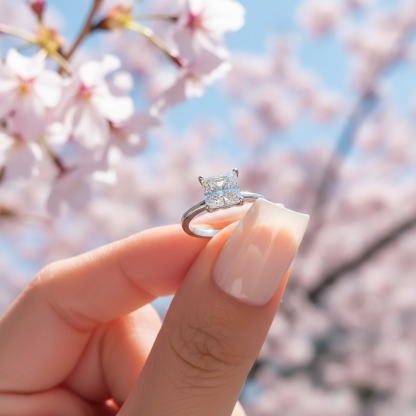 princess cut solitaire engagement ring silver petite