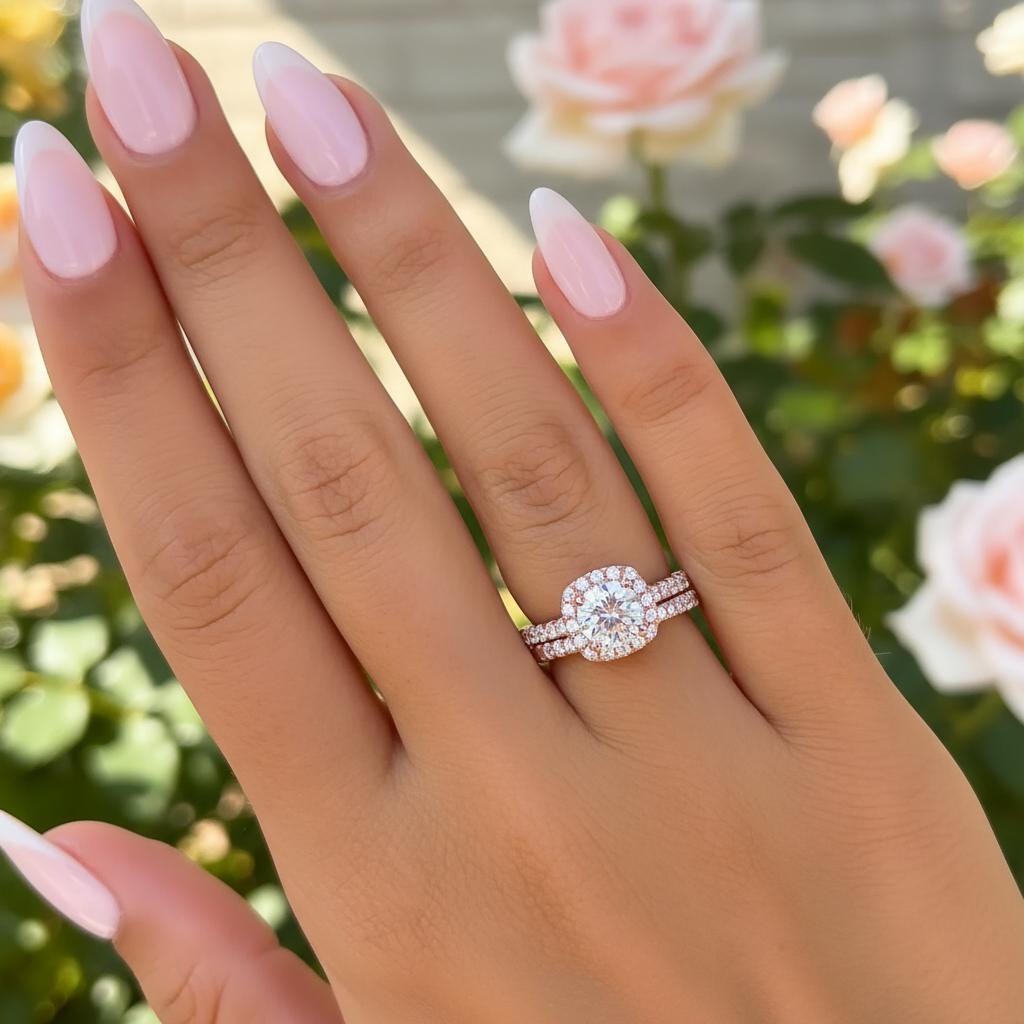 rose gold affordable charming wedding ring set