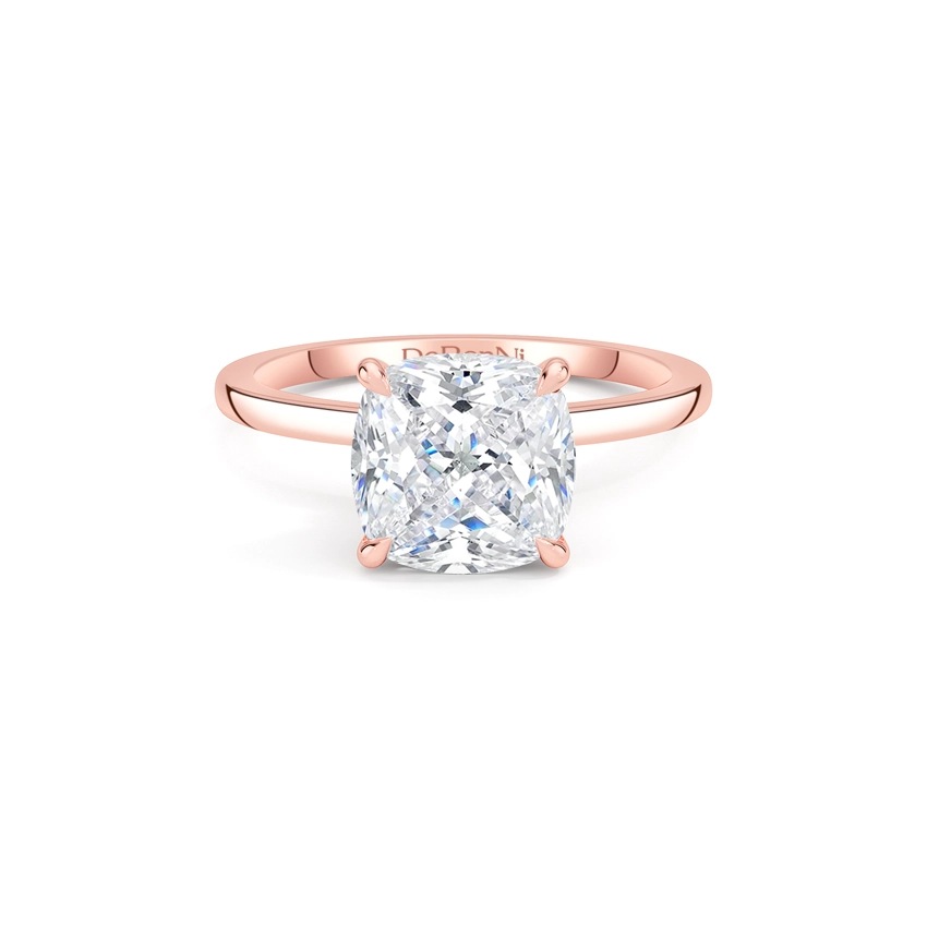 rose gold cushion cut engagement ring