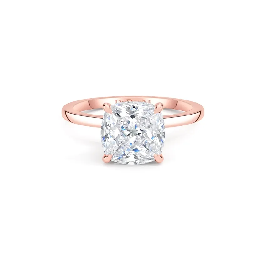 rose gold cushion cut engagement ring