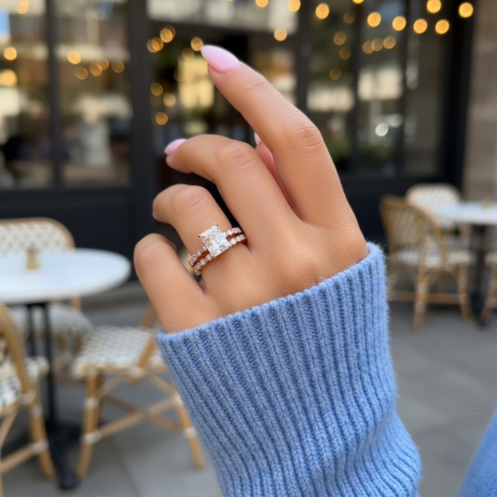 rose gold engagement ring set